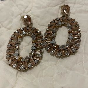 Gold and gem dangle earrings